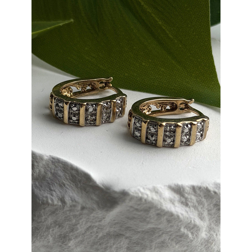Retro Channel 925 Sterling Silver Gold Plated Elegant Hoop Earrings